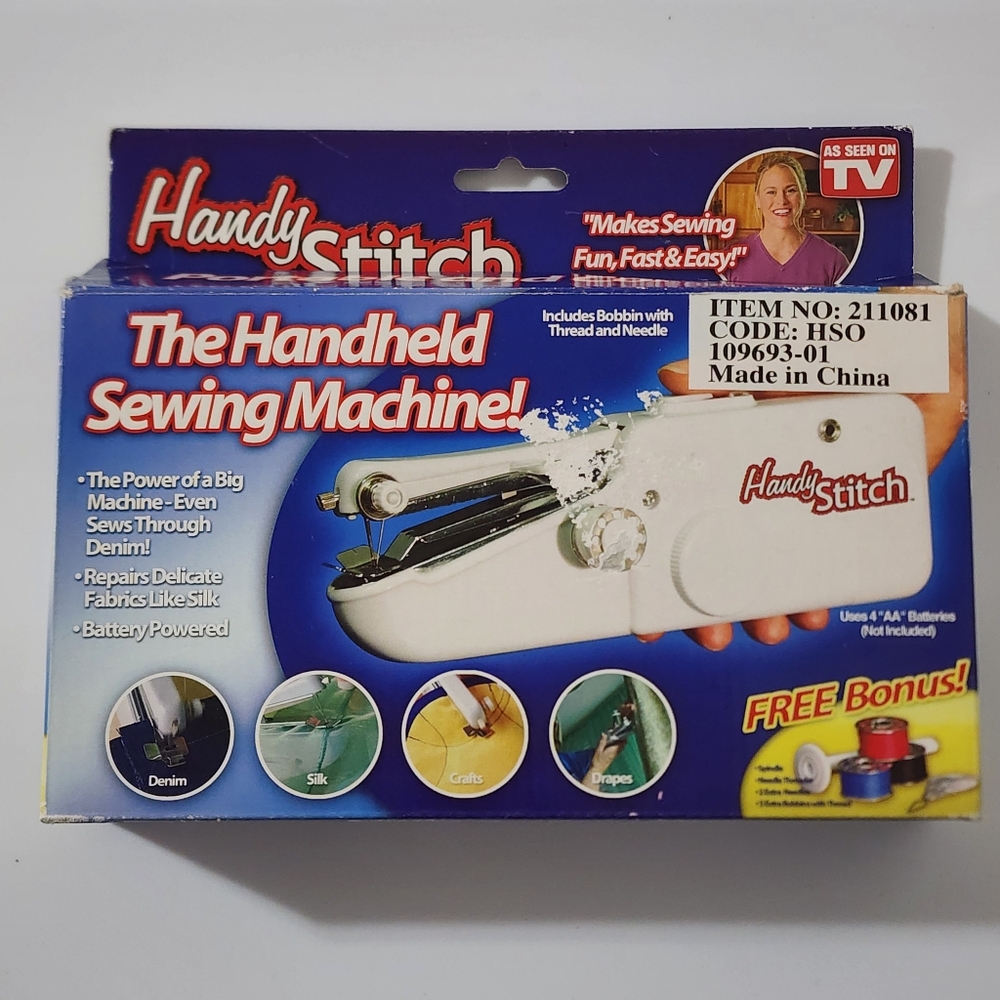 Handy Stitch Handheld Sewing Machine Uses Batteries Portable Cordess - Picture 2 of 7